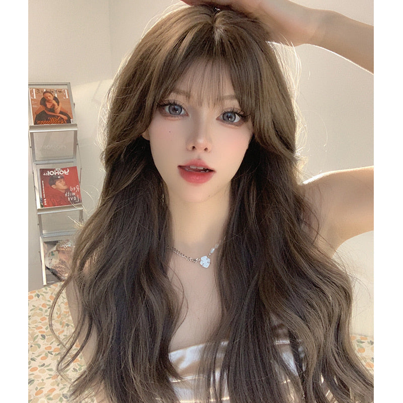 헤어 Q2032630 웨이브 통가발 롱헤어 펌  패션 염색가발