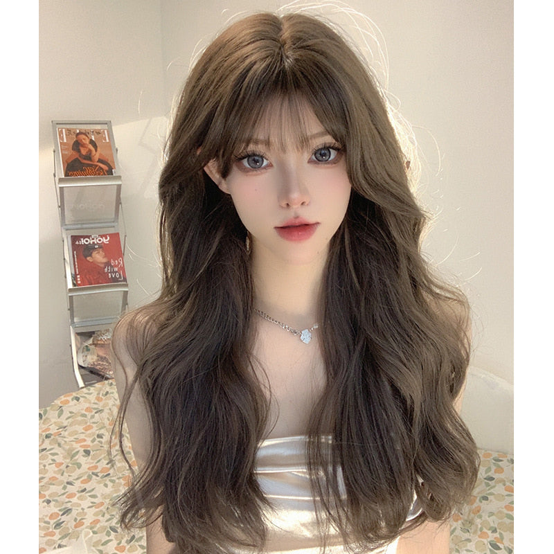 헤어 Q2032630 웨이브 통가발 롱헤어 펌  패션 염색가발