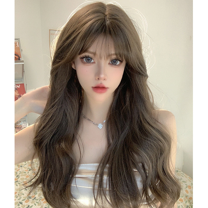 헤어 Q2032630 웨이브 통가발 롱헤어 펌  패션 염색가발