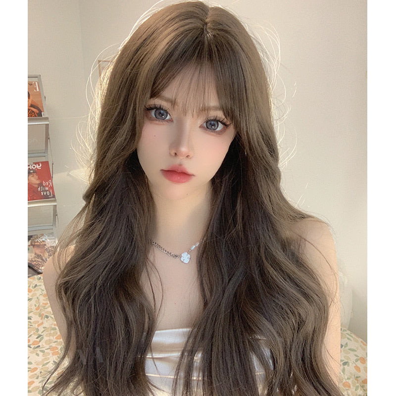 헤어 Q2032630 웨이브 통가발 롱헤어 펌  패션 염색가발