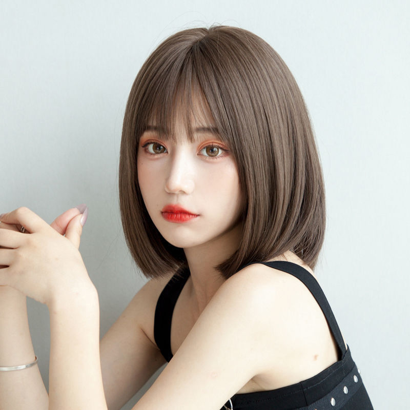 가발 커트 부분 단발  Q2032626 염색 생머리 가발 여성