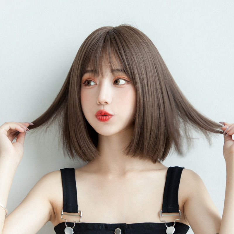 가발 커트 부분 단발  Q2032626 염색 생머리 가발 여성