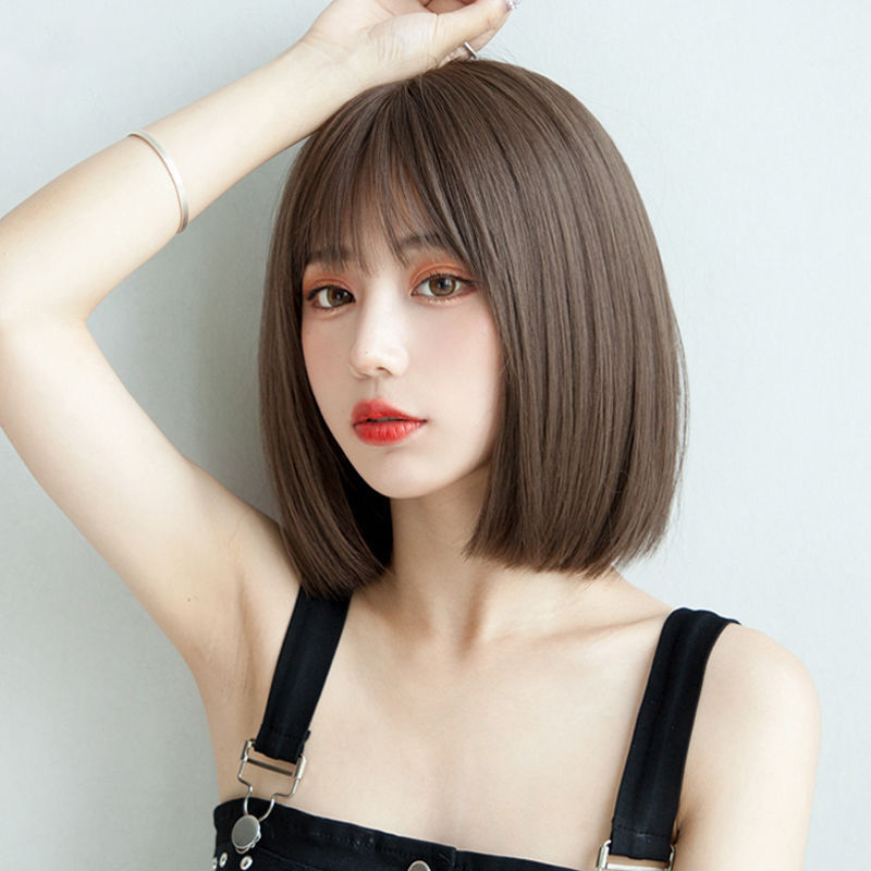 가발 커트 부분 단발  Q2032626 염색 생머리 가발 여성