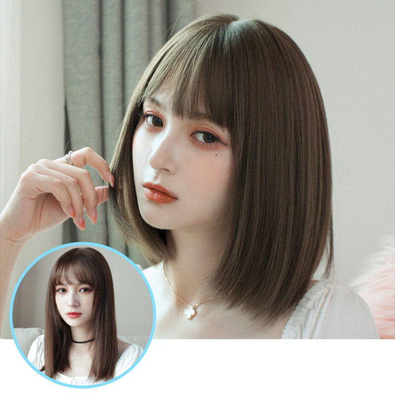 가발 커트 부분 단발  Q2032626 염색 생머리 가발 여성