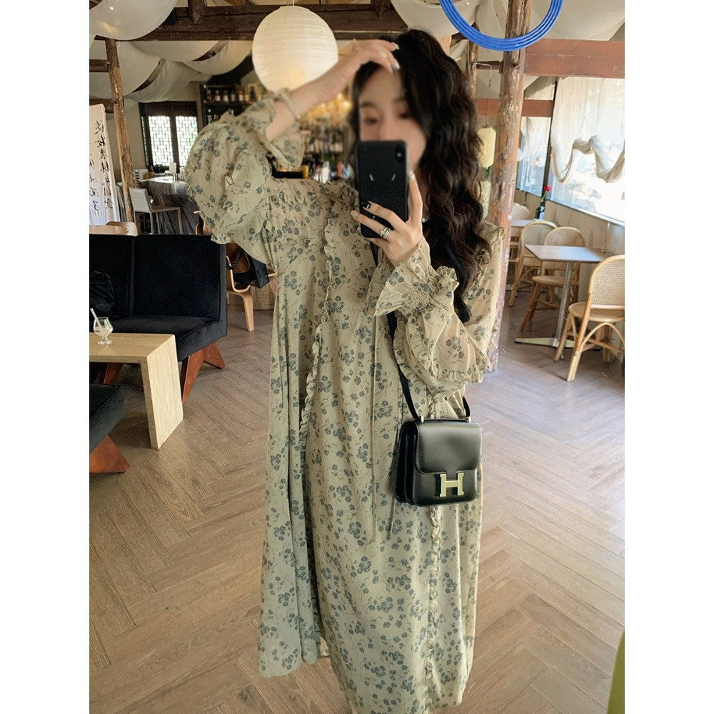 잔꽃 휴양지  쉬폰 원피스 해외여행 꽃무늬  드레스 BQ3021806