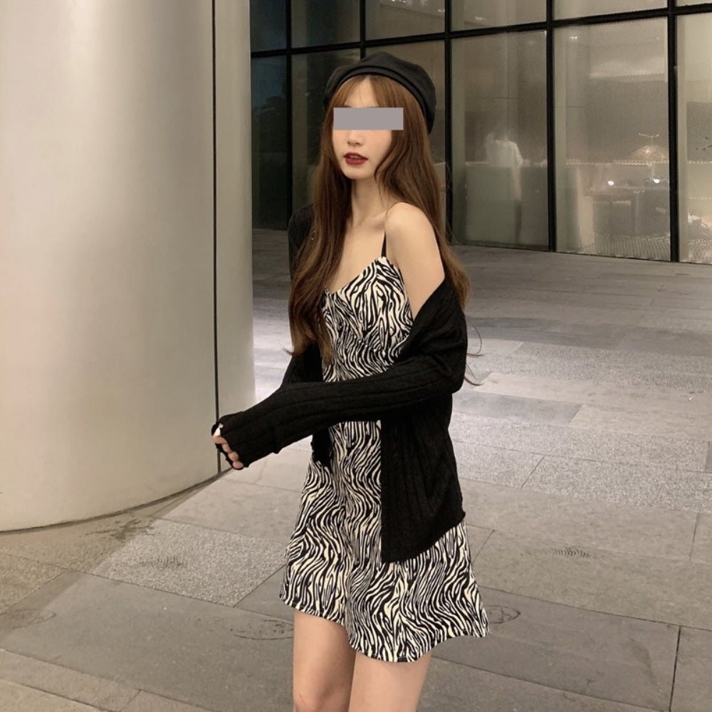 끈나시 데일리 프린팅 원피스 꽃무늬 서스펜더 드레스  BQ3021821