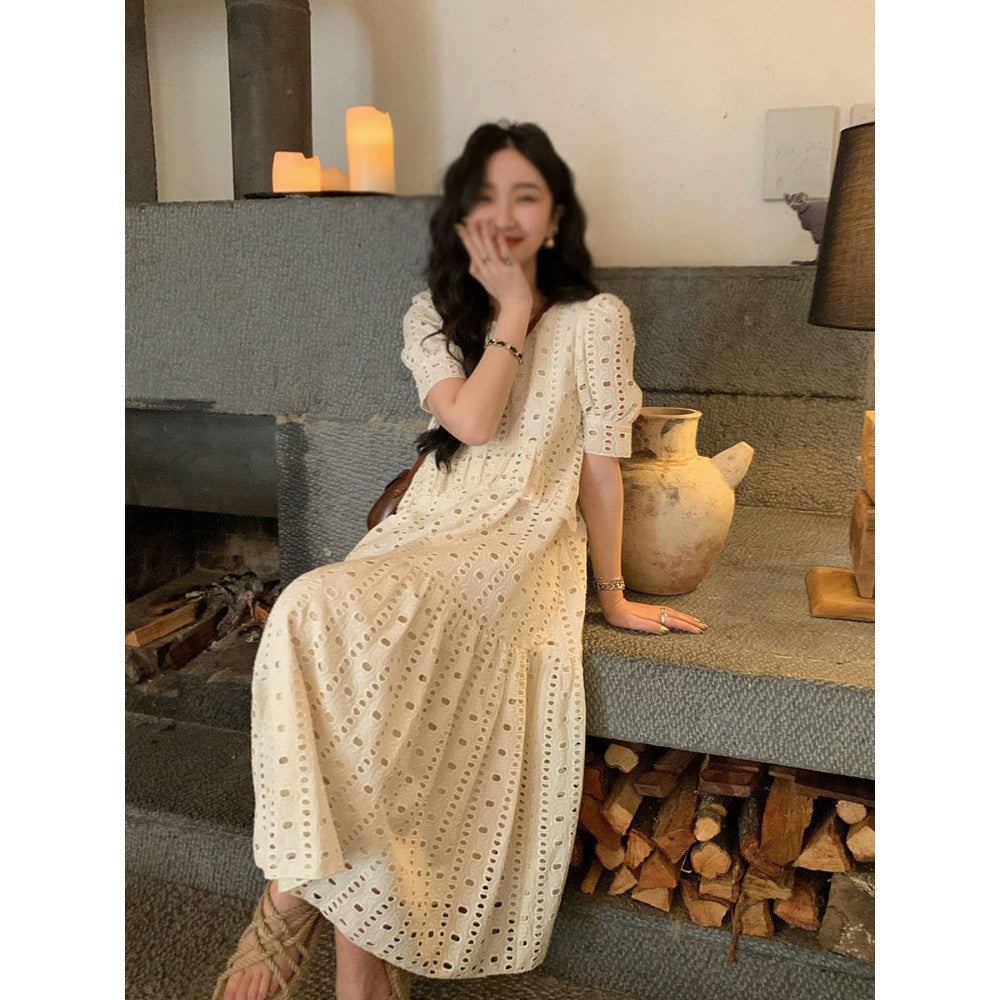 원피스 데일리  레이스 드레스  루즈핏 펀칭  롱스커트 BQ3021832