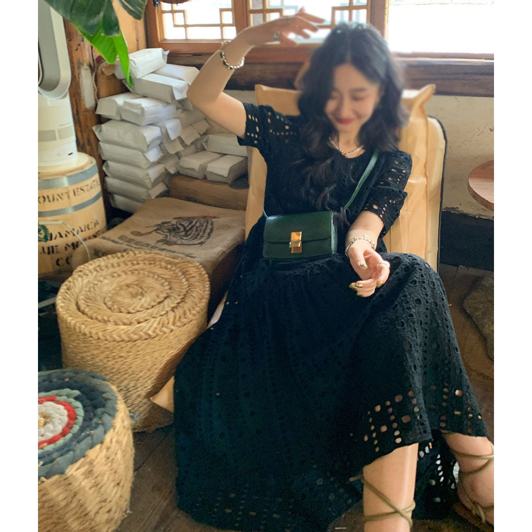 원피스 데일리  레이스 드레스  루즈핏 펀칭  롱스커트 BQ3021832