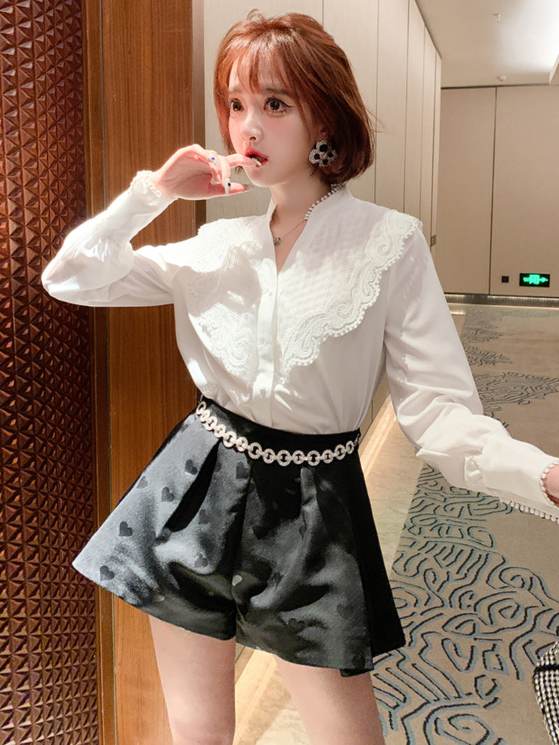 치마바지 블라우스 투피스 D2033003 레이스  정장 세트