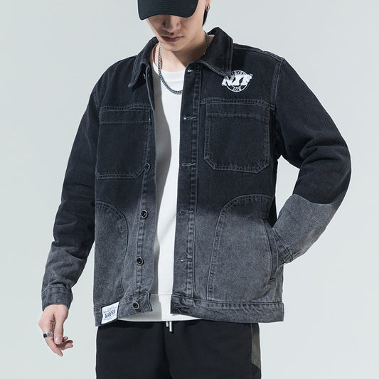 블랙 캐주얼 아우터 투컬러 점퍼 K2031610 데님  남성 청자켓