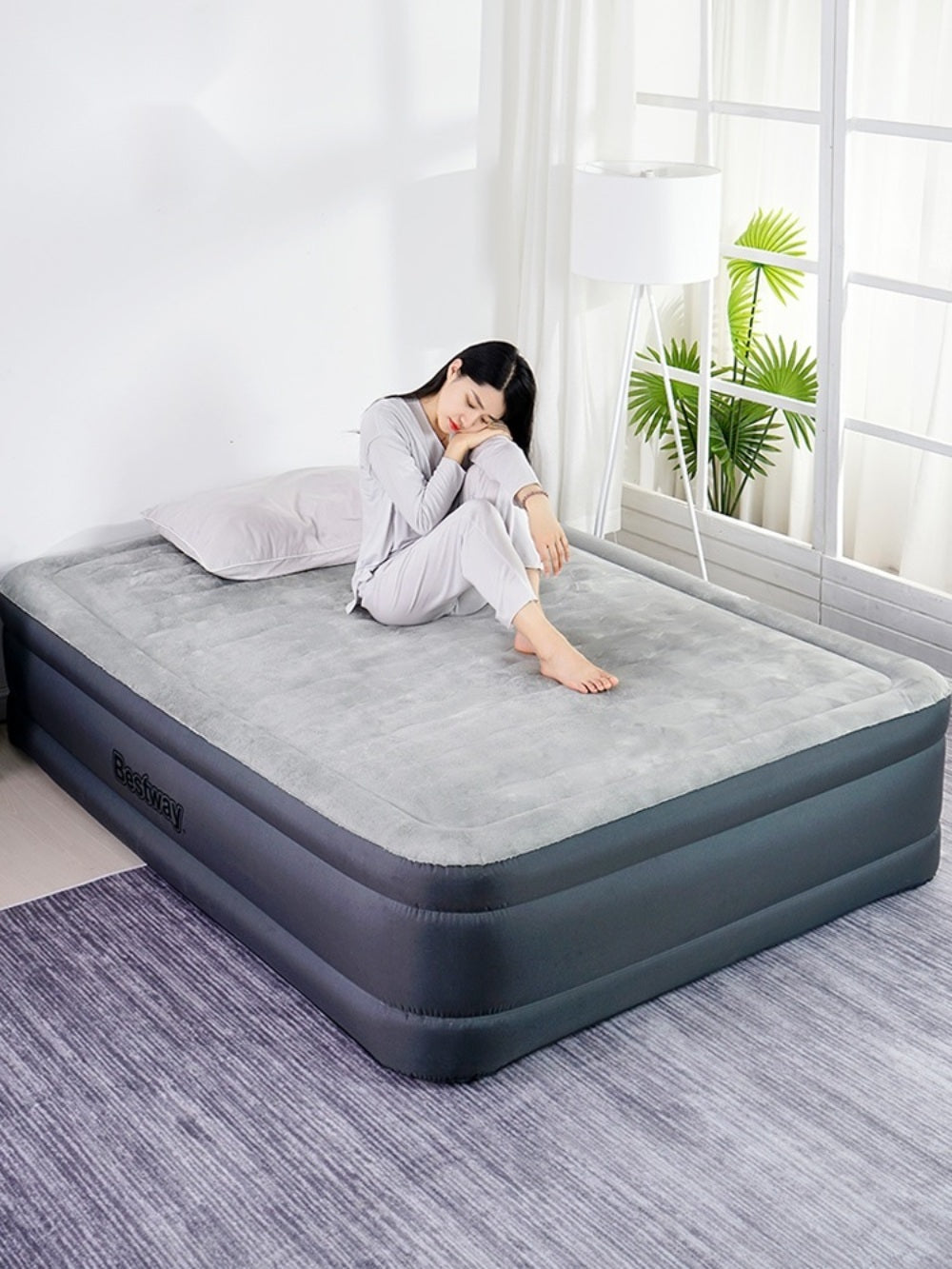 휴대용 가성비 경량 에어 매트리스 간이 야전침대 실내 더블 매트리스 WY3022421