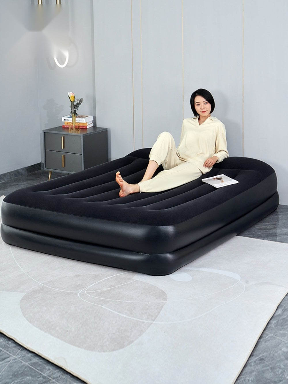 경량 에어 매트리스 캠핑  간이 야전침대 자충매트야외 휴대용 접이식 침대 WY3022403