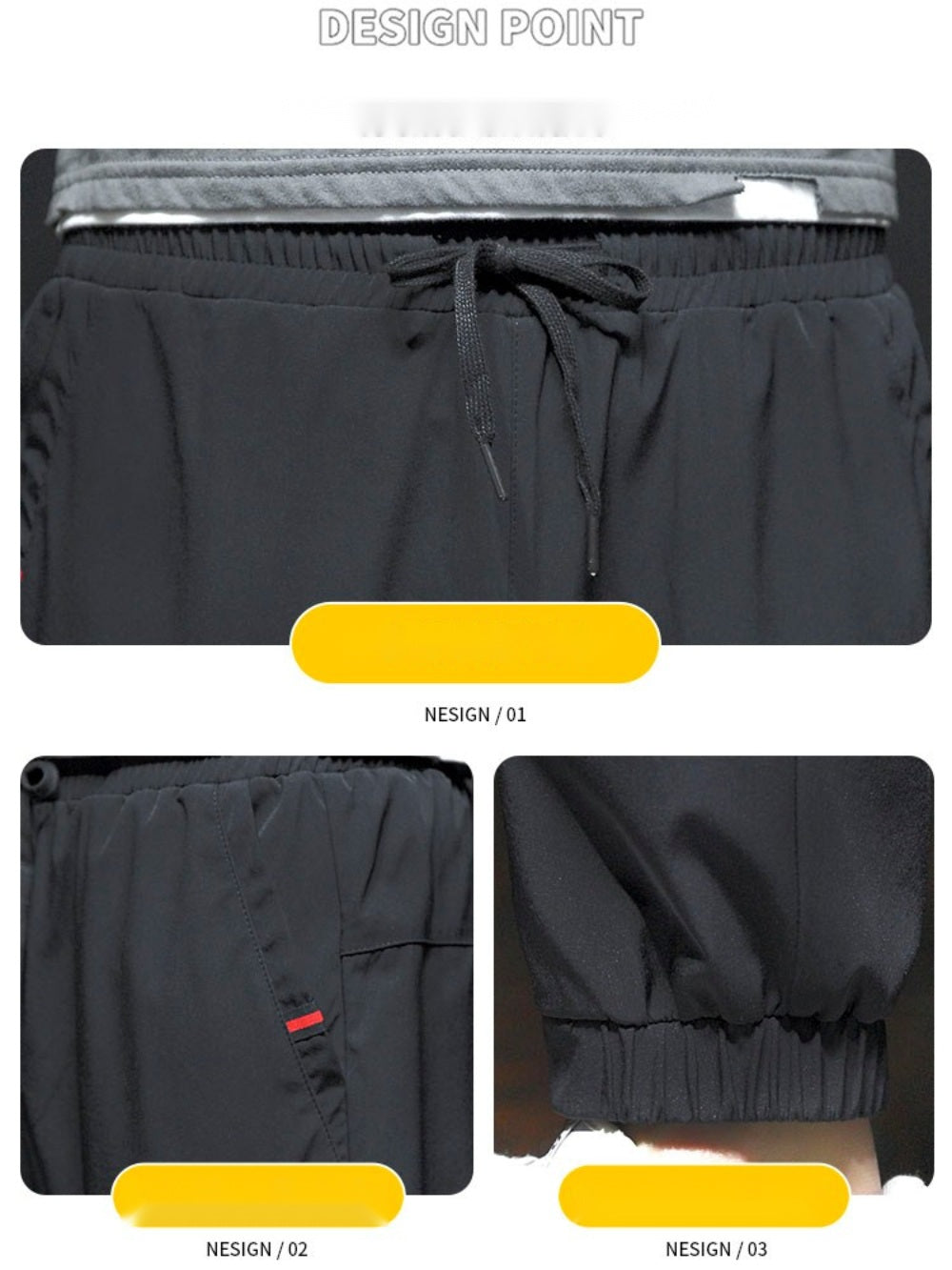 빅사이즈 조거팬츠 고무줄   남자여름바지 아이스 9부 캐주얼  속건 BW3033004