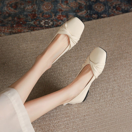 스퀘어코 슬립온 플랫슈즈 로우힐 광폭 발편한 블로퍼 BQ3042214