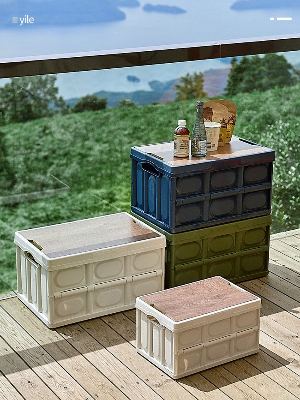 캠핑척박스 폴딩 선반 테이블 식탁 밀리터리 차박 야외 피크닉 수납상자 정리함 접이식 BQ3050606