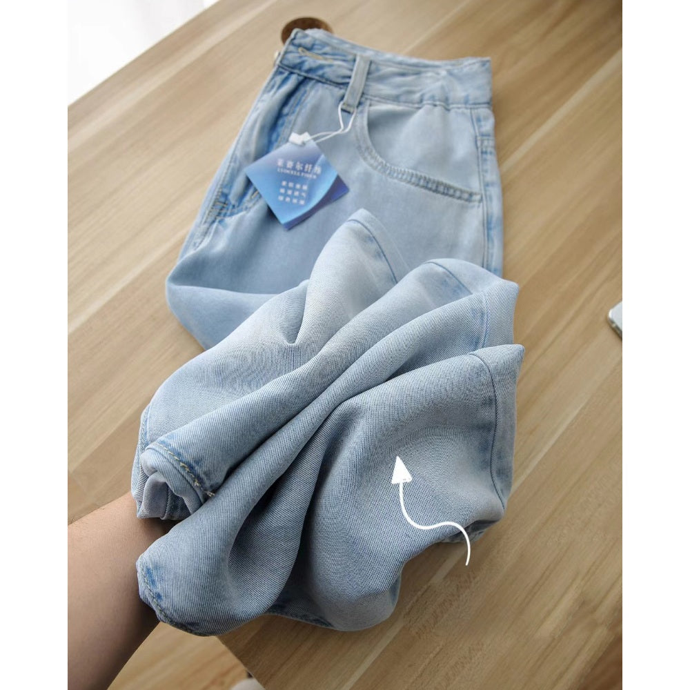 여름 얇은 청바지 여성 쿨데님 일자 롱팬츠 편한 캐주얼 BQ3060801