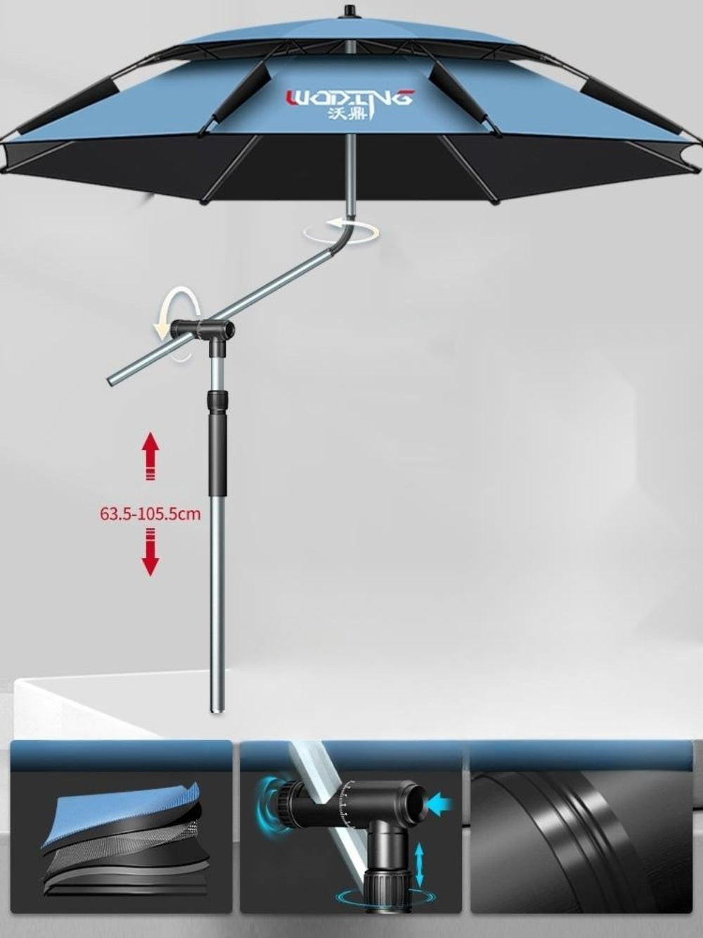 낚시파라솔 각도조절기 옥상그늘막 캠핑 휴대용 최신형 꺽임형 낚시우산 WY3062710