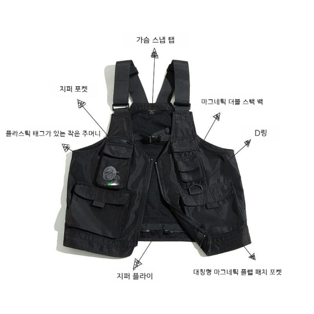 남성 전술 조끼 캠핑 베스트 다기능 빅사이즈 아웃도어 작업 포켓 앞치마 BW3081204