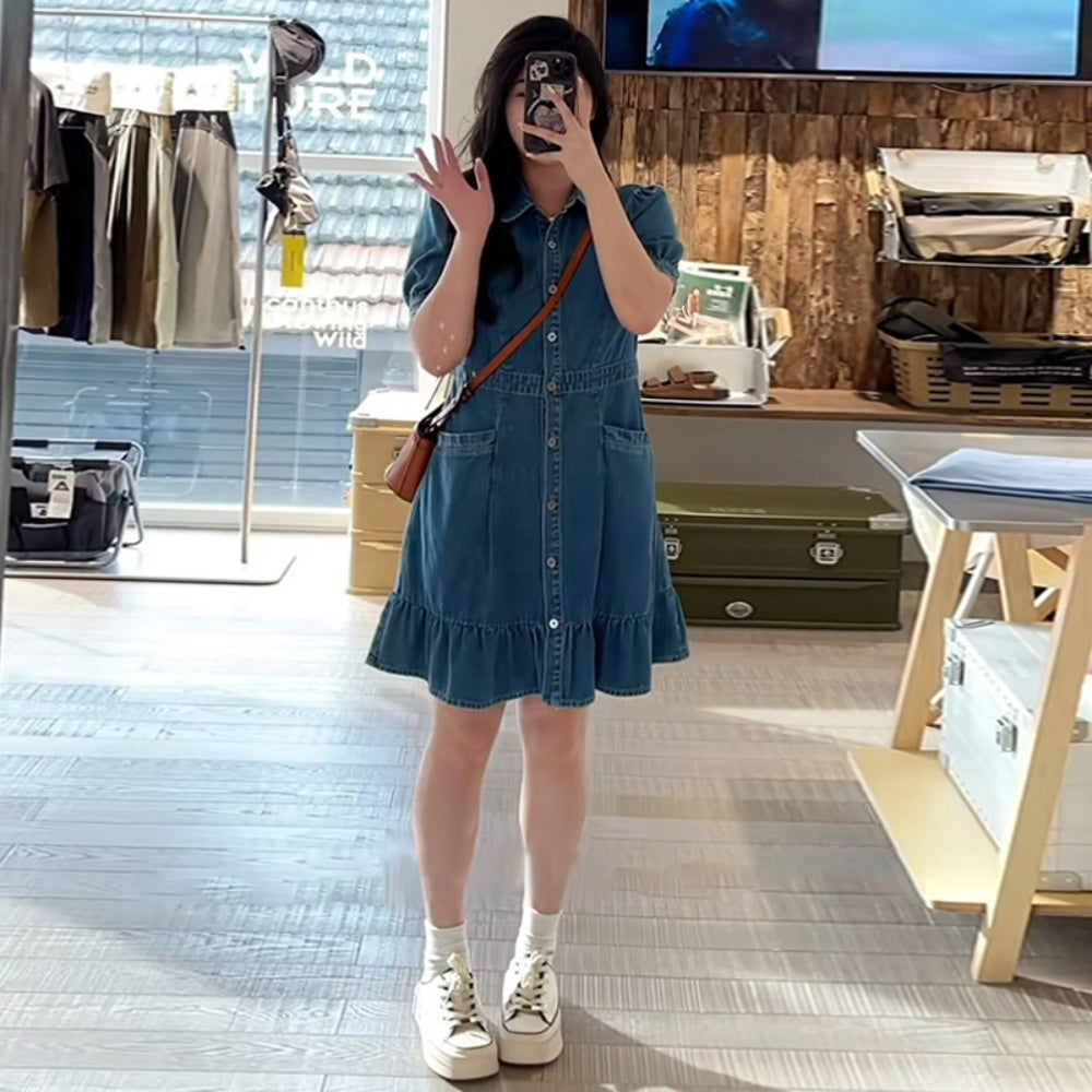 아일랜드 빈티지 유럽풍 캐쥬얼 청셔츠  데님 원피스 JIKTEM BD3082223