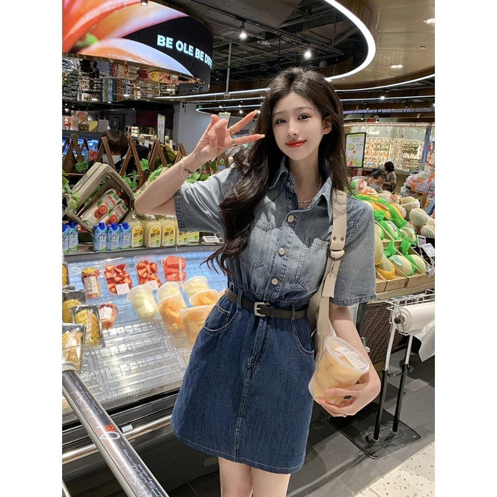 가을 청치마 여름 아일랜드 청셔츠 빈티지  데님 원피스 JIKTEM BD3082209