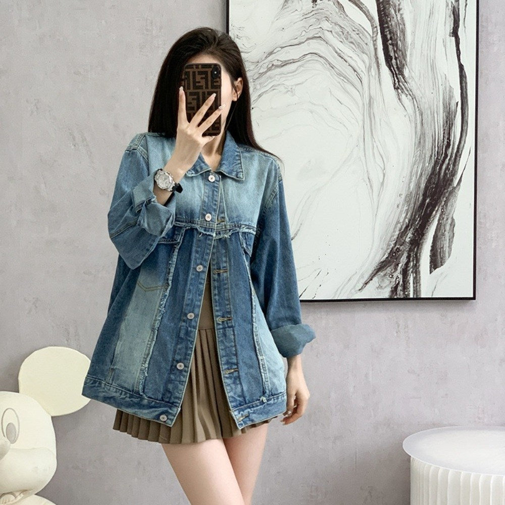 가을 신상 오버핏 캐쥬얼 복고풍 숏 버튼업 재킷 코디 데님 쟈켓 BW3083110