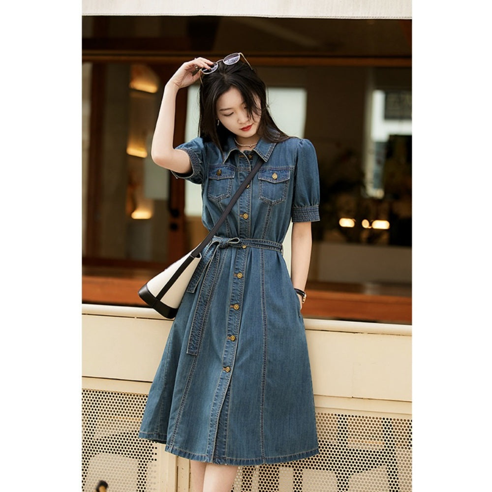 유럽풍 재킷 코디 데님 캐쥬얼 복고 스타일 원피스 청치마 BW3090606