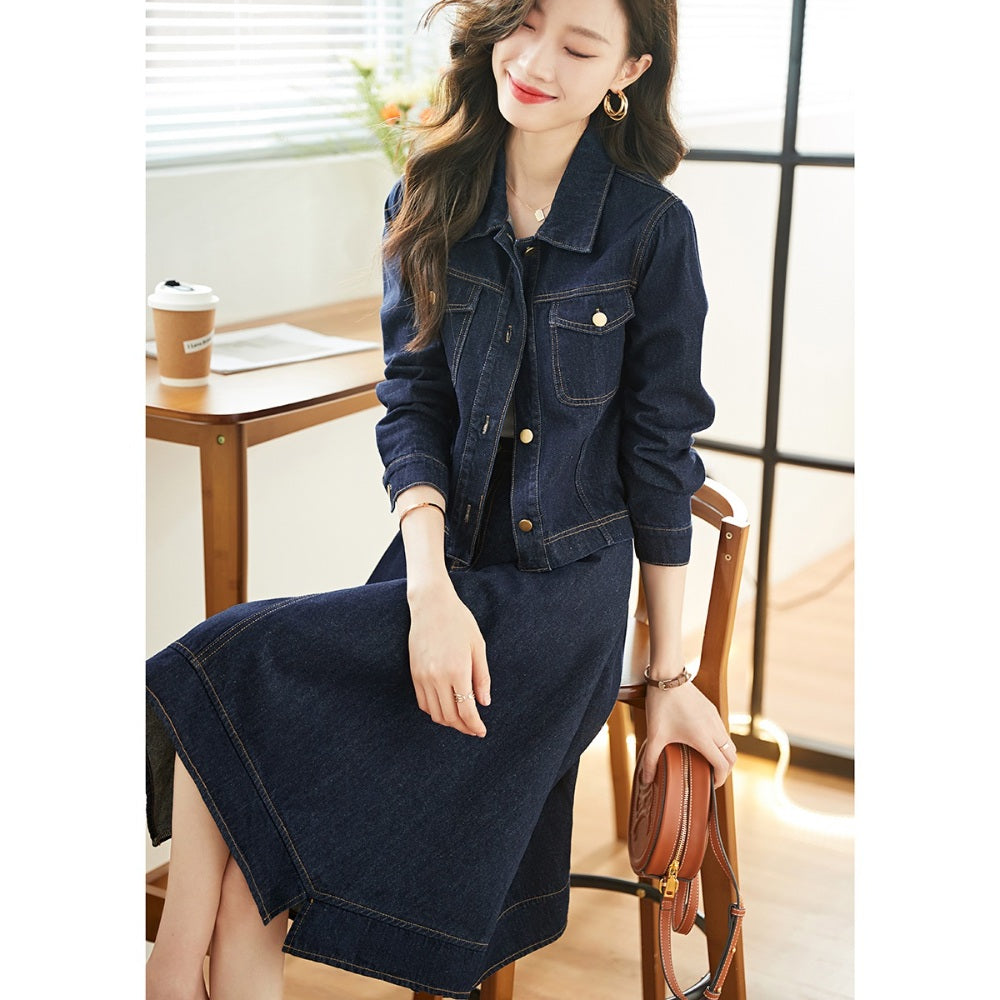 유럽풍 복고풍 가을 신상 재킷 코디 루즈핏 데님 원피스  BW3090610