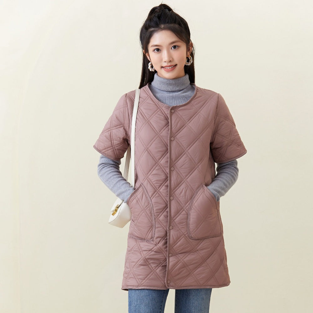 여성베스트 롱 반팔패딩조끼 사무실 할머니조끼 퀼팅 간호사 사무실 빅사이즈 직템 BD3091504