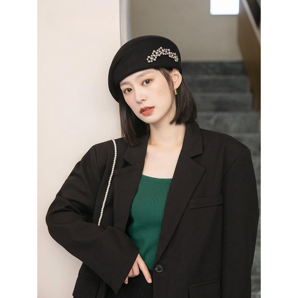유럽 복고풍 베레모 화가모자 울 모직 모자 귀부인 직템 BW3100812