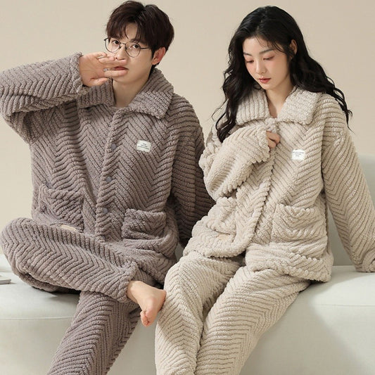 JIKTEM 커플잠옷 발열 상하세트 겨울파자마 극세사 홈웨어 BW3111312