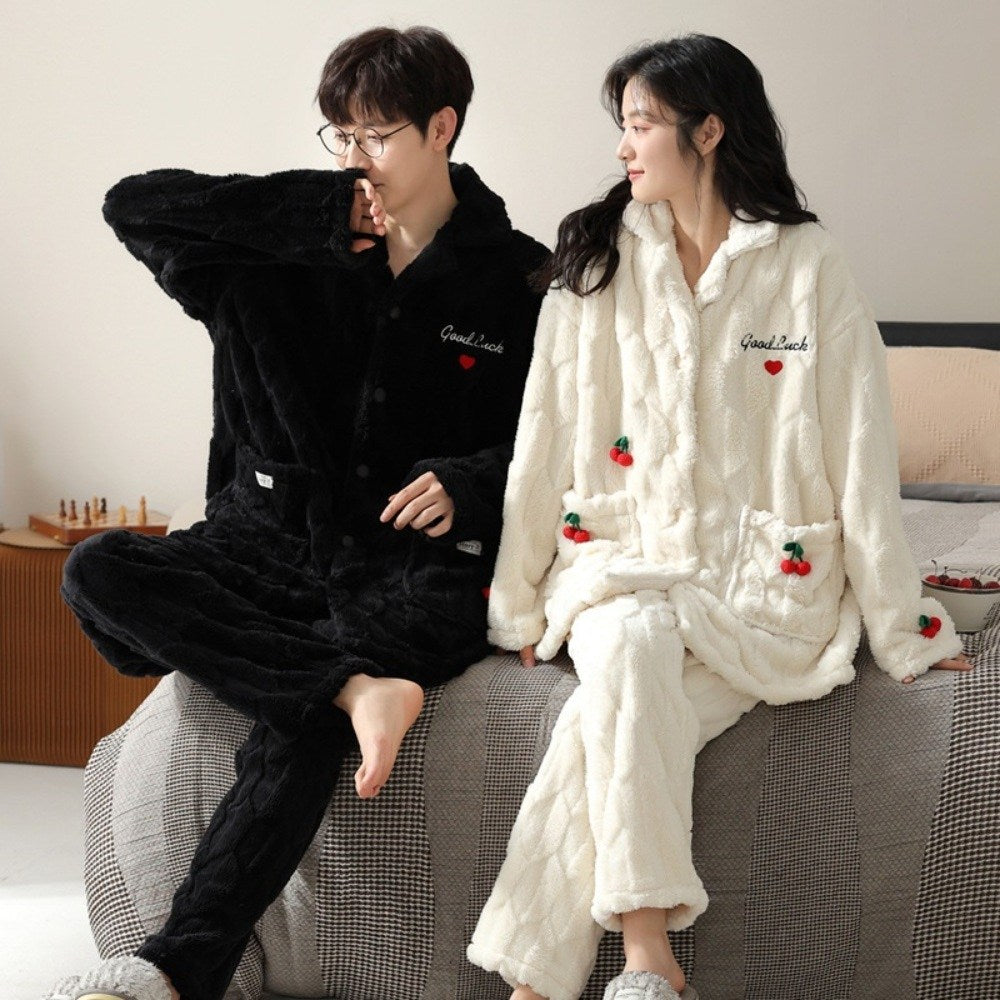 JIKTEM 두툼 극세사 발열 홈웨어 커플잠옷 겨울파자마  BW3111310