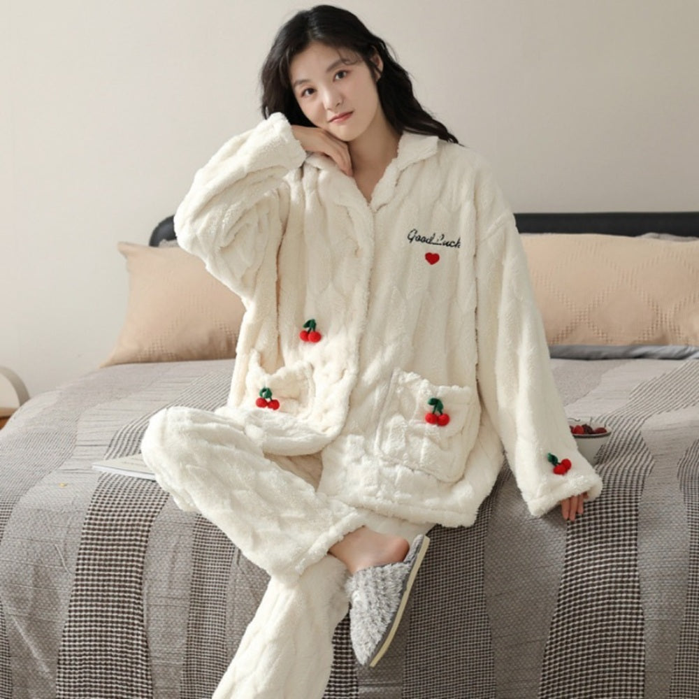 JIKTEM 두툼 극세사 발열 홈웨어 커플잠옷 겨울파자마  BW3111310