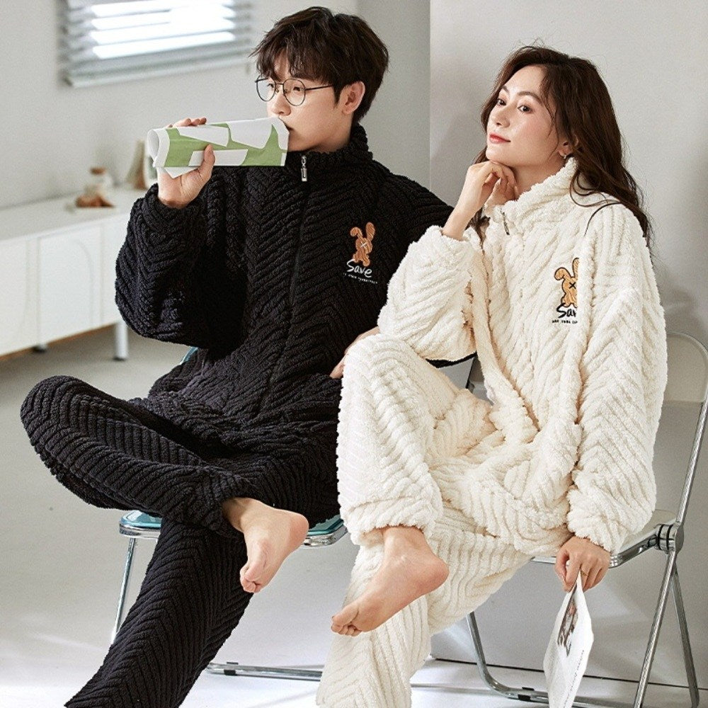 JIKTEM 커플잠옷 홈웨어 겨울파자마 수면 상하세트 발열  WD3111412