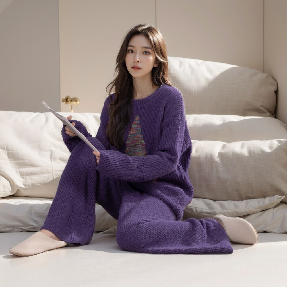 JIKTEM 수면 홈웨어 여성 잠옷 발열 상하세트 극세사  WD3111405
