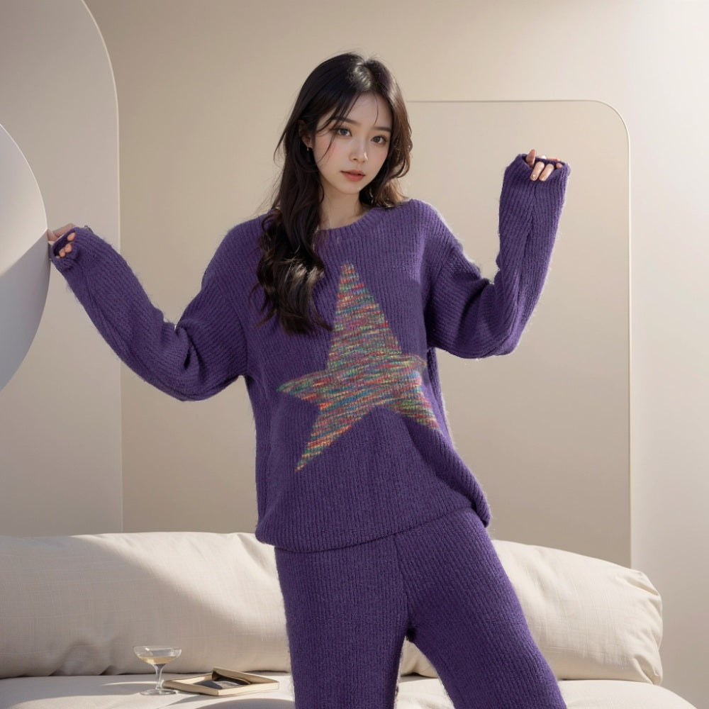 JIKTEM 수면 홈웨어 여성 잠옷 발열 상하세트 극세사  WD3111405