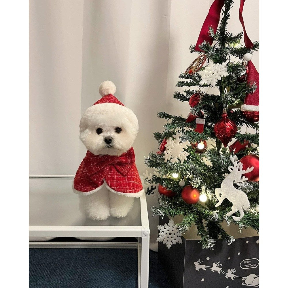 JIKTEM 겨울옷 따뜻한 후리스 소형견 반려견 조끼 애견 반려동물 크리스마스 망토 WW3112203