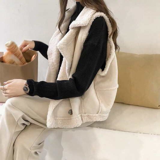 JIKTEM 뽀글이 조끼 깔깔이 수면 베스트 사무실 빈티지 양털 WJ3121205