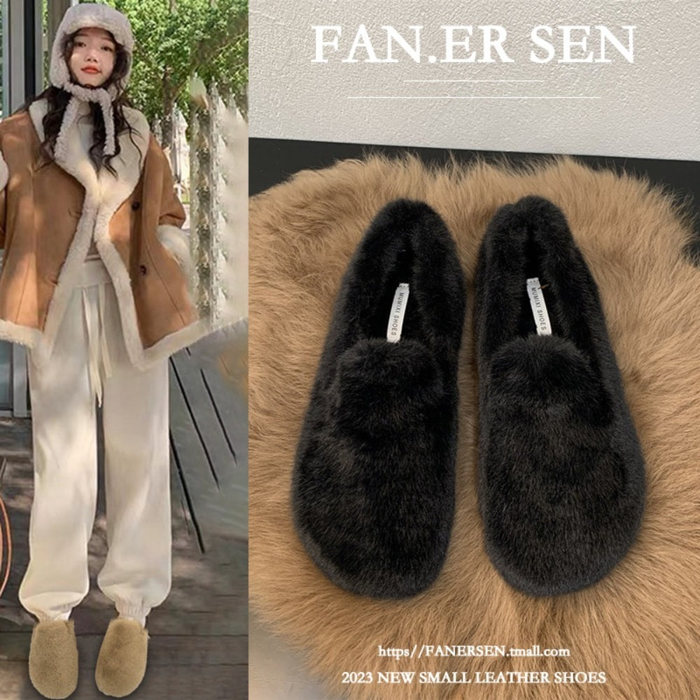 JIKTEM 발편한 따뜻한 털안감 캐주얼  겨울 털 로퍼 WD3122608