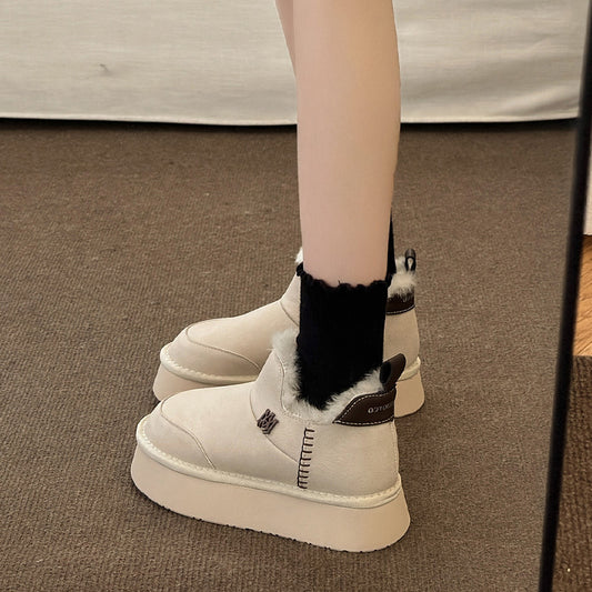 JIKTEM 패딩 숏 부츠 털안감 통굽 키높이 털신 Q4010415