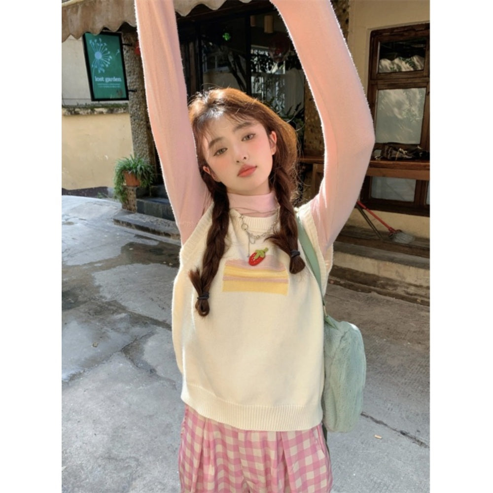 JIKTEM 니트조끼  케익 베스트 라운드넥 코디 셔츠  WJ4011220