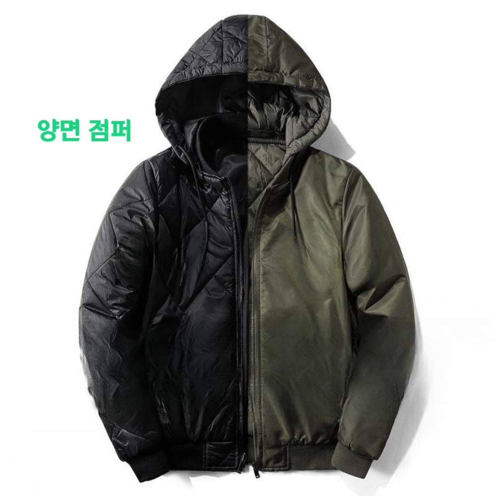 JIKTEM 양면 자켓 경량패딩 리버시블 후드 점퍼  군용깔깔이 BJ4012515