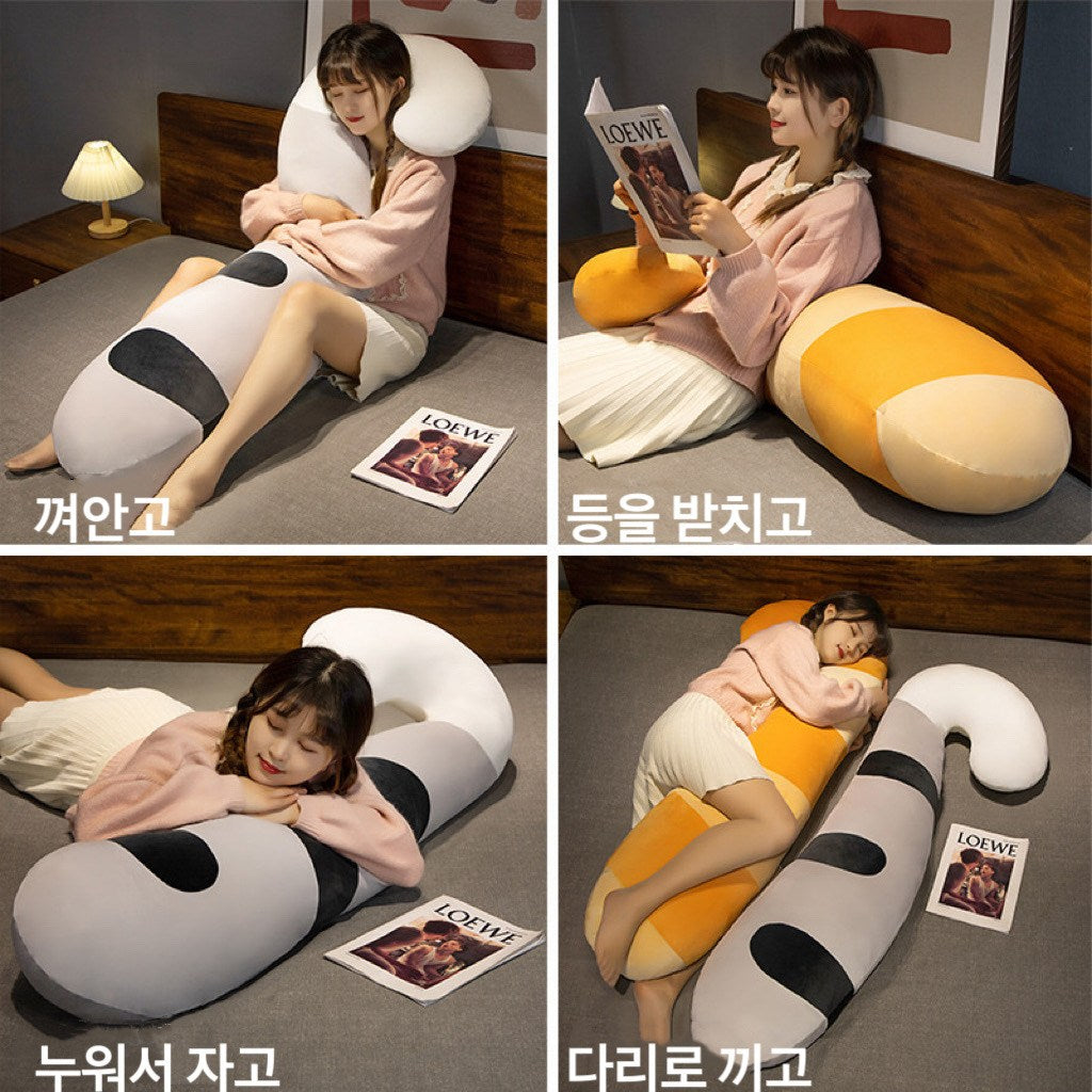JIKTEM 귀여운 고양이 꼬리 바디필로우 편안한 롱쿠션 침대 머리맡 바디필로우 대형펫인형 바디필로우 J4020111