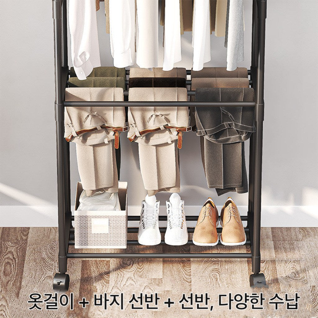 가정용 3단 스탠드옷걸이 이동식행거 간이 옷장 옷걸이 JIKTEM J4021906