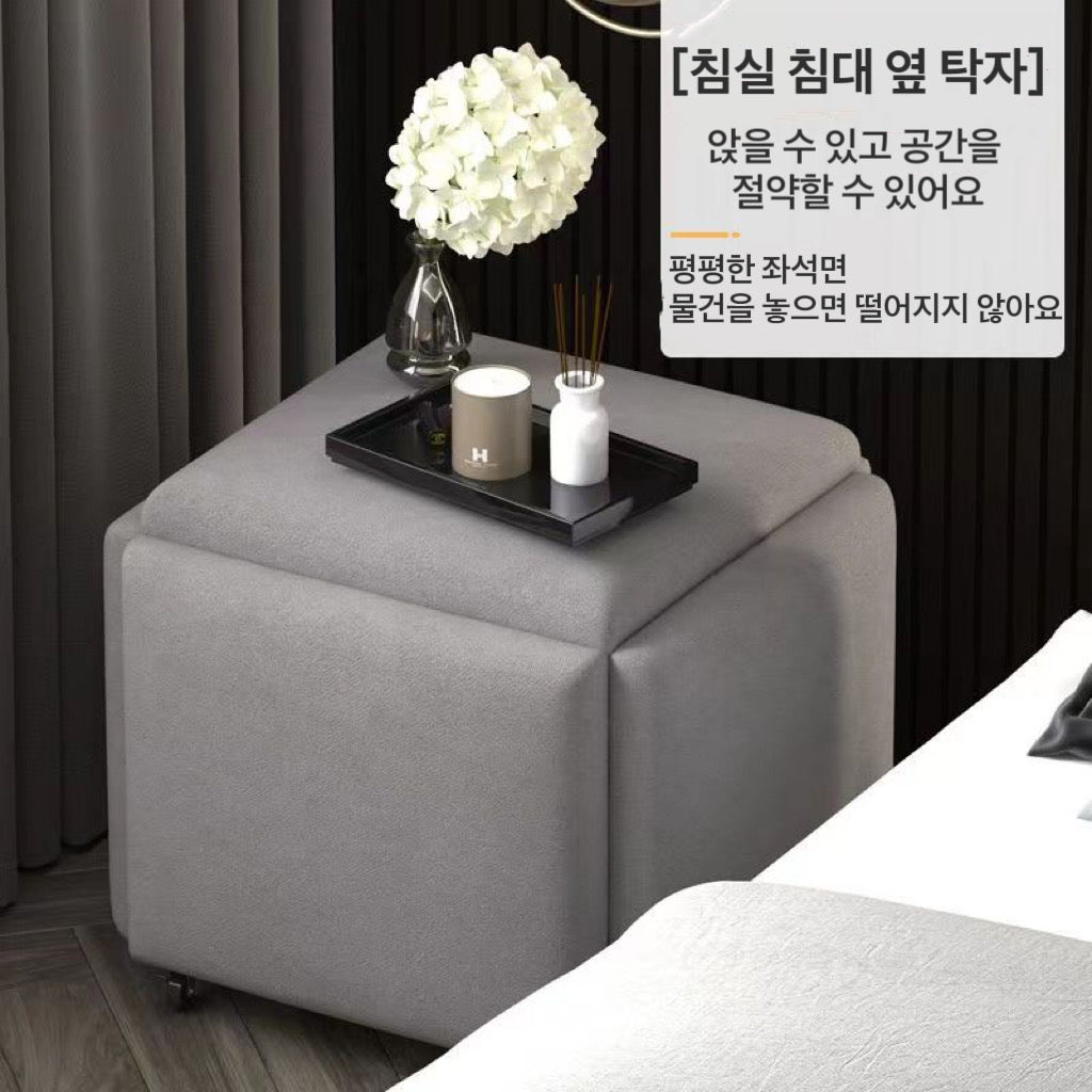 5 in 1 멀티 콤비 접이식 수납 스툴 가정용 거실 소파 화장대 스툴 인테리어의자 JIKTEM J4022002