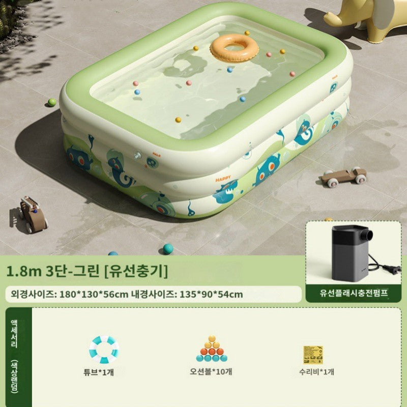 휴대용 패밀리풀장 수영장 원터치 무선충전 야외 마당 물놀이 JIKTEM J4022904