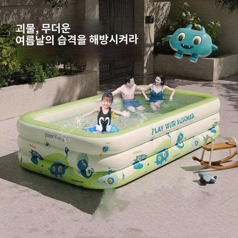휴대용 패밀리풀장 수영장 원터치 무선충전 야외 마당 물놀이 JIKTEM J4022904