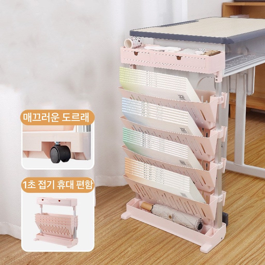 접이식 4단북엔드 이동식 간이책꽂이 세로 책꽂이 다용도 수납선반 JIKTEM J4022907