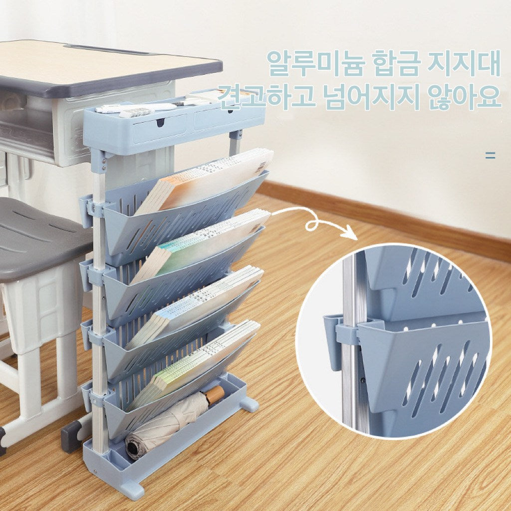 접이식 4단북엔드 이동식 간이책꽂이 세로 책꽂이 다용도 수납선반 JIKTEM J4022907