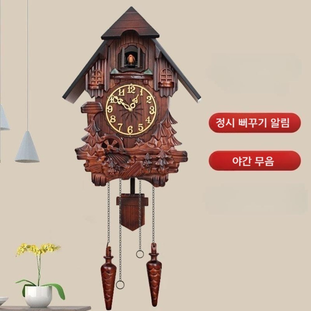 뻐꾸기 벽시계 무선 추벽시계 고급 시간별 알림 스윙 JIKTEM BW4030704