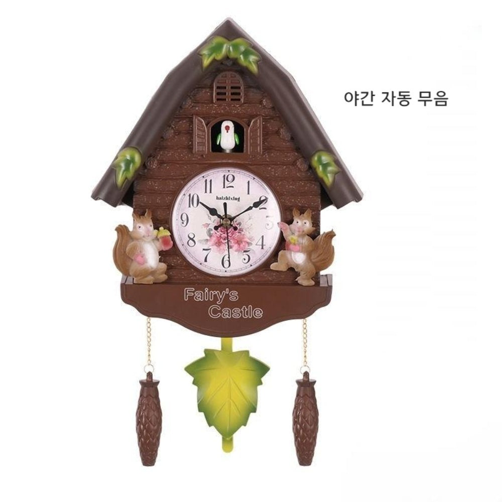 거실 디자인 뻐꾸기 벽시계 시간 알림 벽걸이 추벽시계  JIKTEM BW4030707